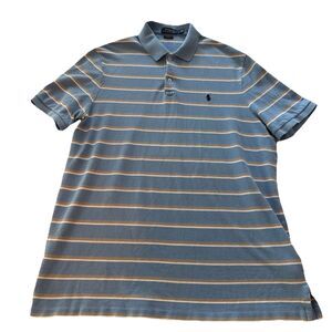 Polo Ralph Lauren Men's Polo Shirt SZ L Soft Cotton Blue Stripe preppy classic